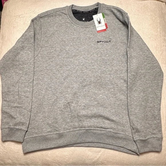 Spyder Men’s Light Grey Fleece Crew Neck Sweatshirt Size XLarge NWT - Picture 5 of 12